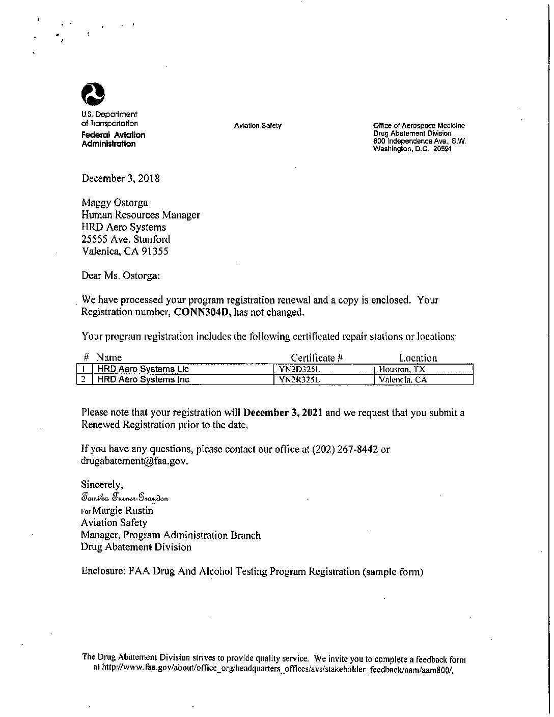DOT FAA Drug Program Transport Canada