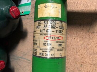 oxygen cylinder date on label